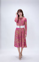 All-over print long sleeve midi dress