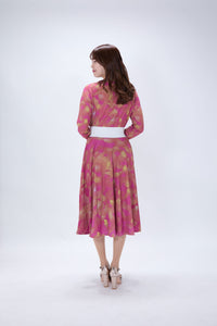 All-over print long sleeve midi dress