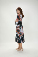 All-over print long sleeve midi dress