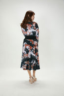 All-over print long sleeve midi dress