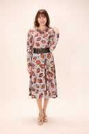 All-over print long sleeve midi dress