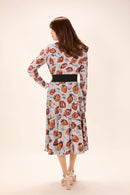 All-over print long sleeve midi dress