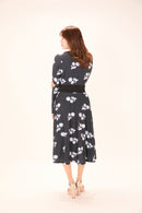 All-over print long sleeve midi dress