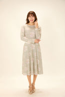 All-over print long sleeve midi dress