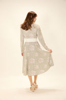 All-over print long sleeve midi dress