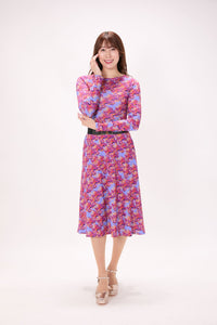 All-over print long sleeve midi dress