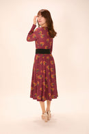 All-over print long sleeve midi dress