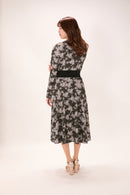 All-over print long sleeve midi dress