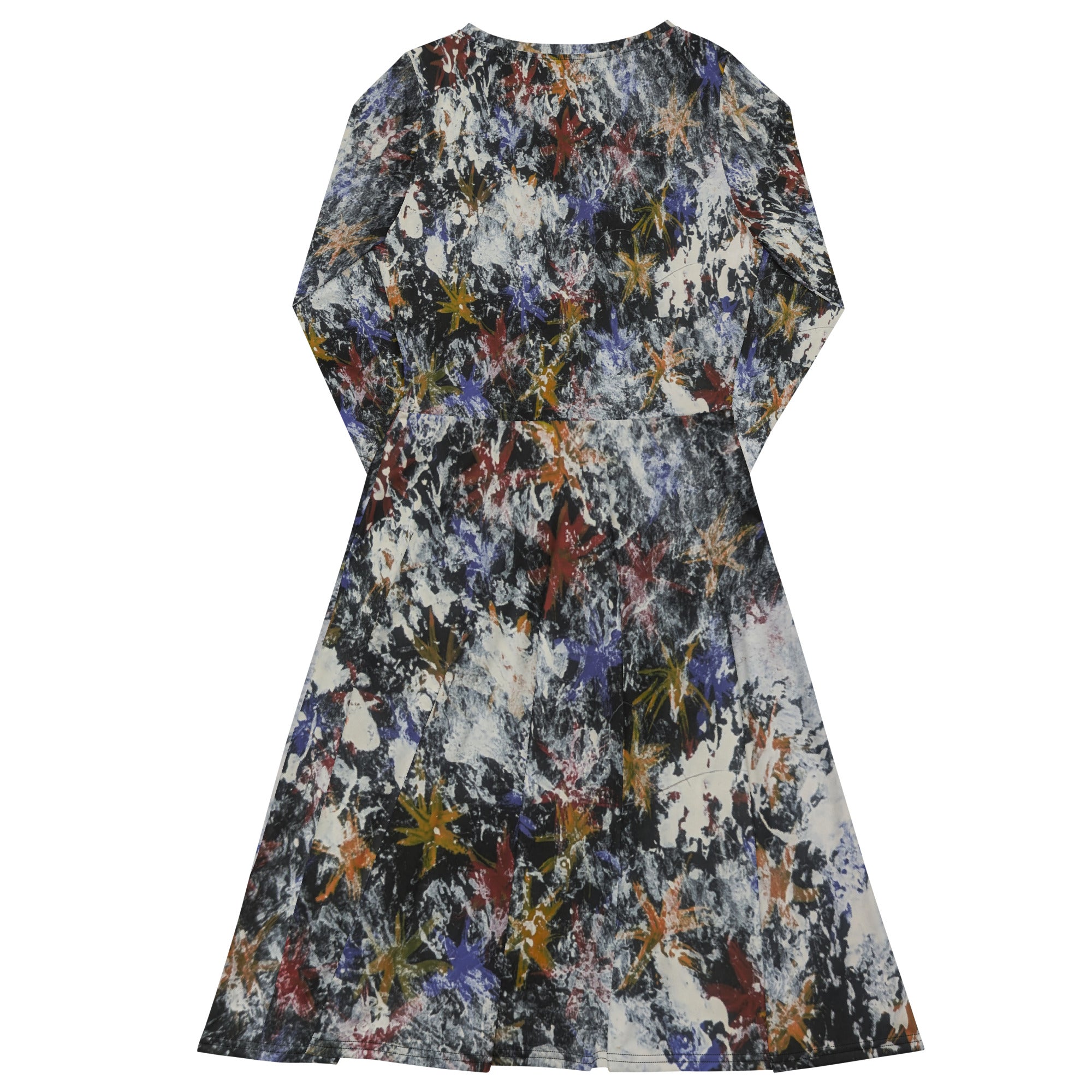 All-over print long sleeve midi dress