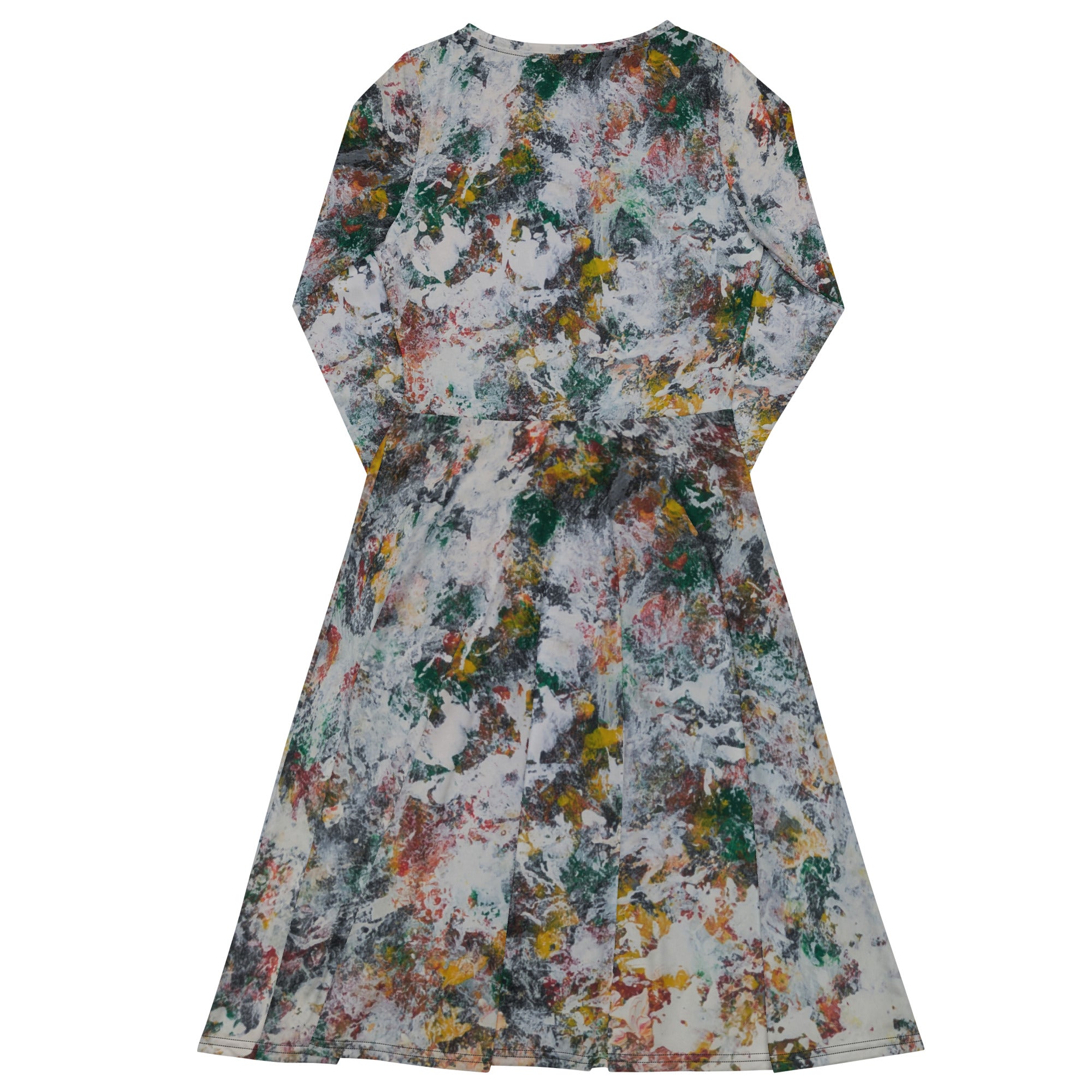 All-over print long sleeve midi dress