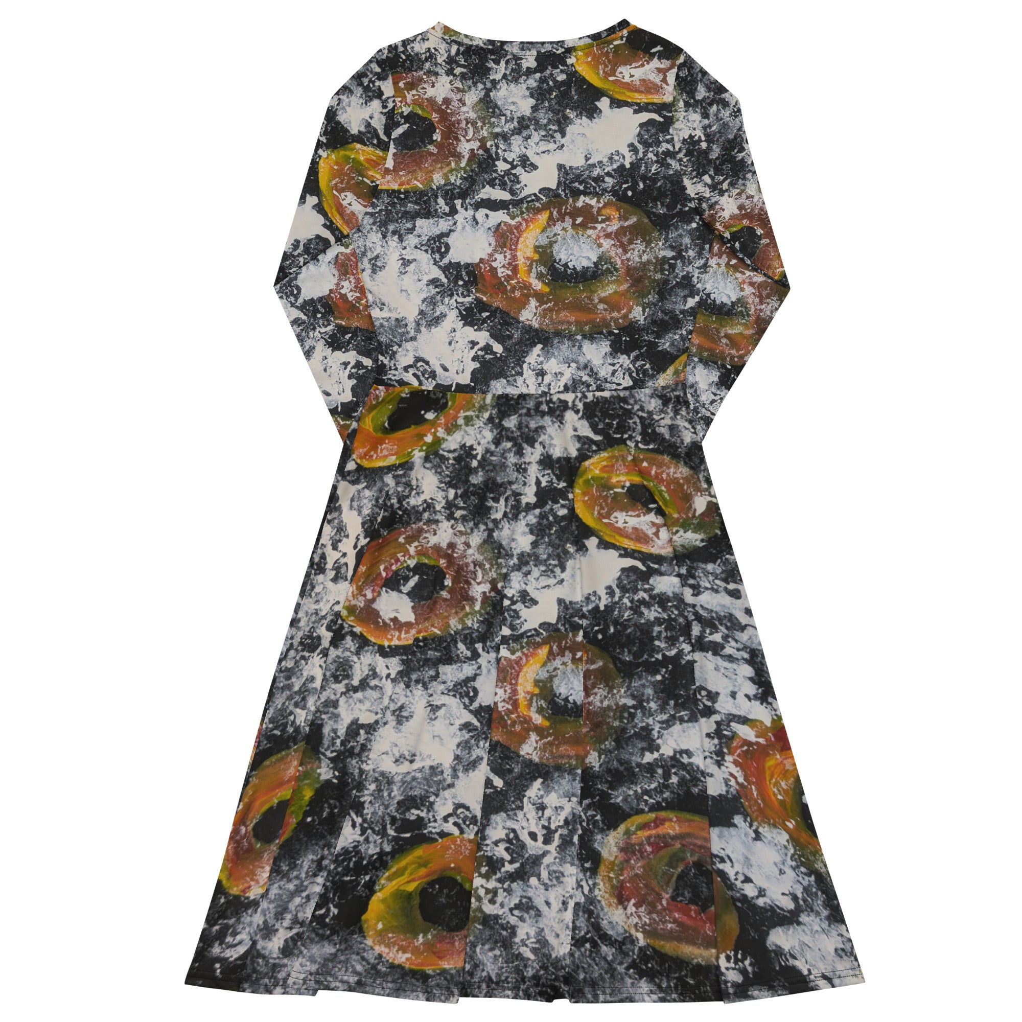 All-over print long sleeve midi dress