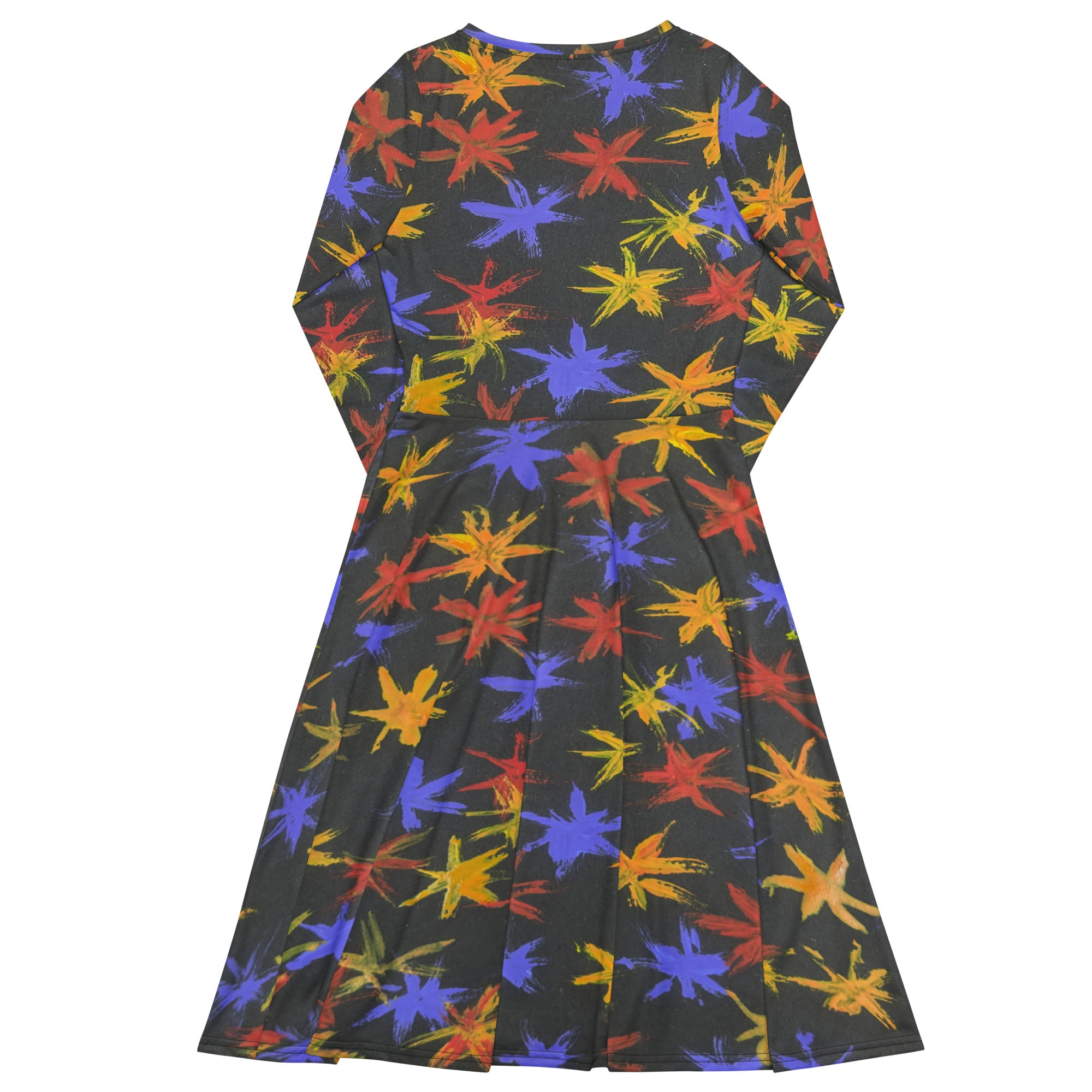 All-over print long sleeve midi dress